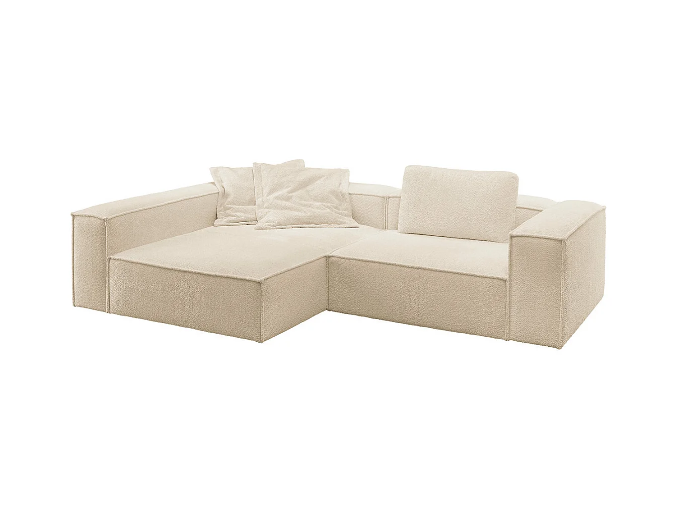 Canapé d'angle - beige tissage plat - CARMO
