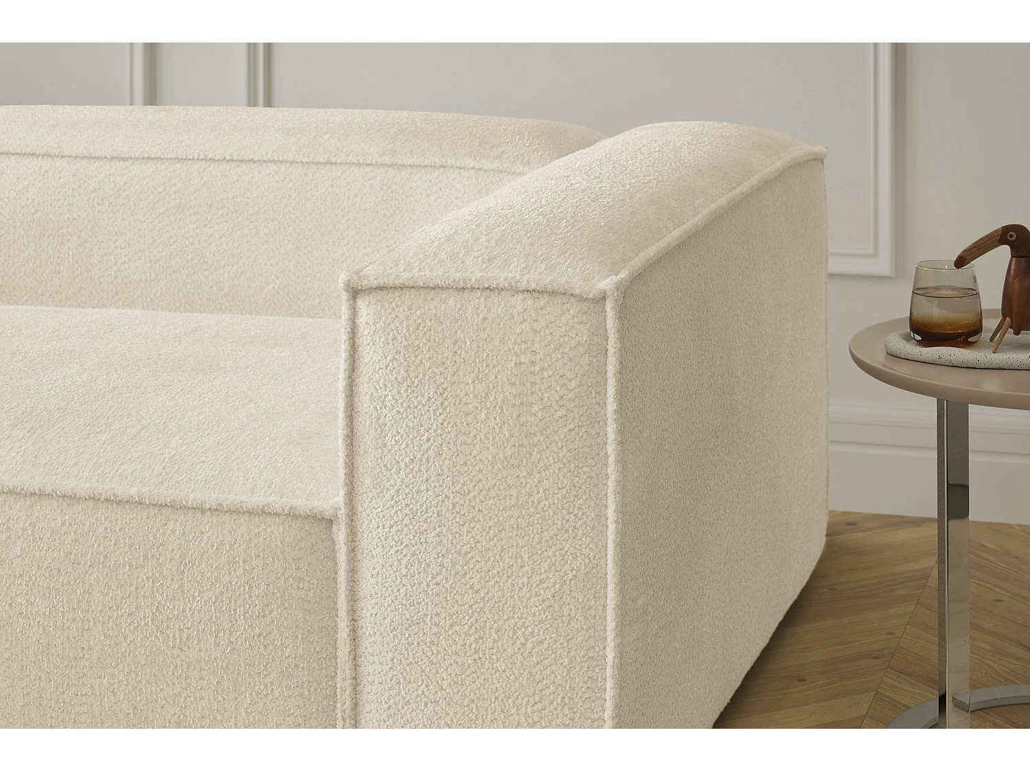 Canapé d'angle - beige tissage plat - CARMO