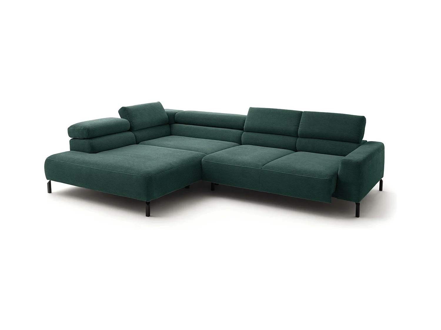 Canapé d'angle - vert émeraude Velours côtelé - DELIA