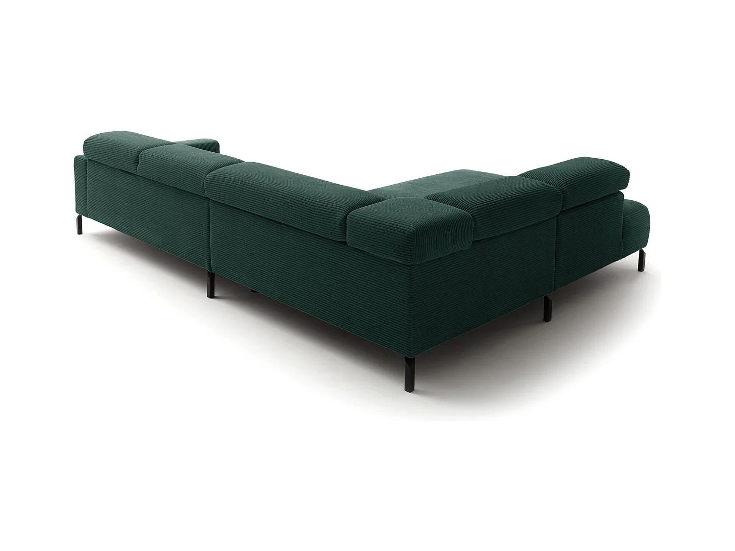 Canapé d'angle - vert émeraude Velours côtelé - DELIA