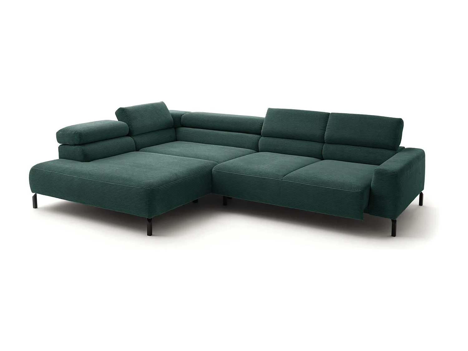 Divano angolare - verde smeraldo Velluto a coste - DELIA