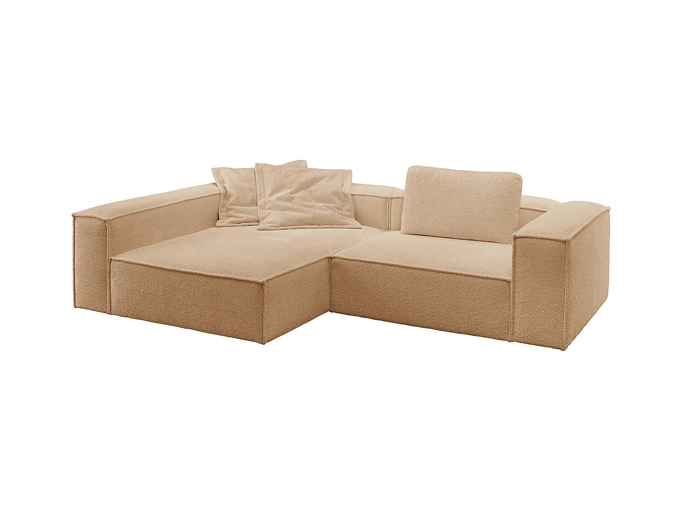 Canapé d'angle - marron tissage plat - CARMO