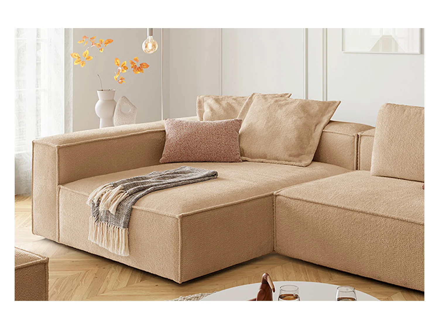 Canapé d'angle - marron tissage plat - CARMO