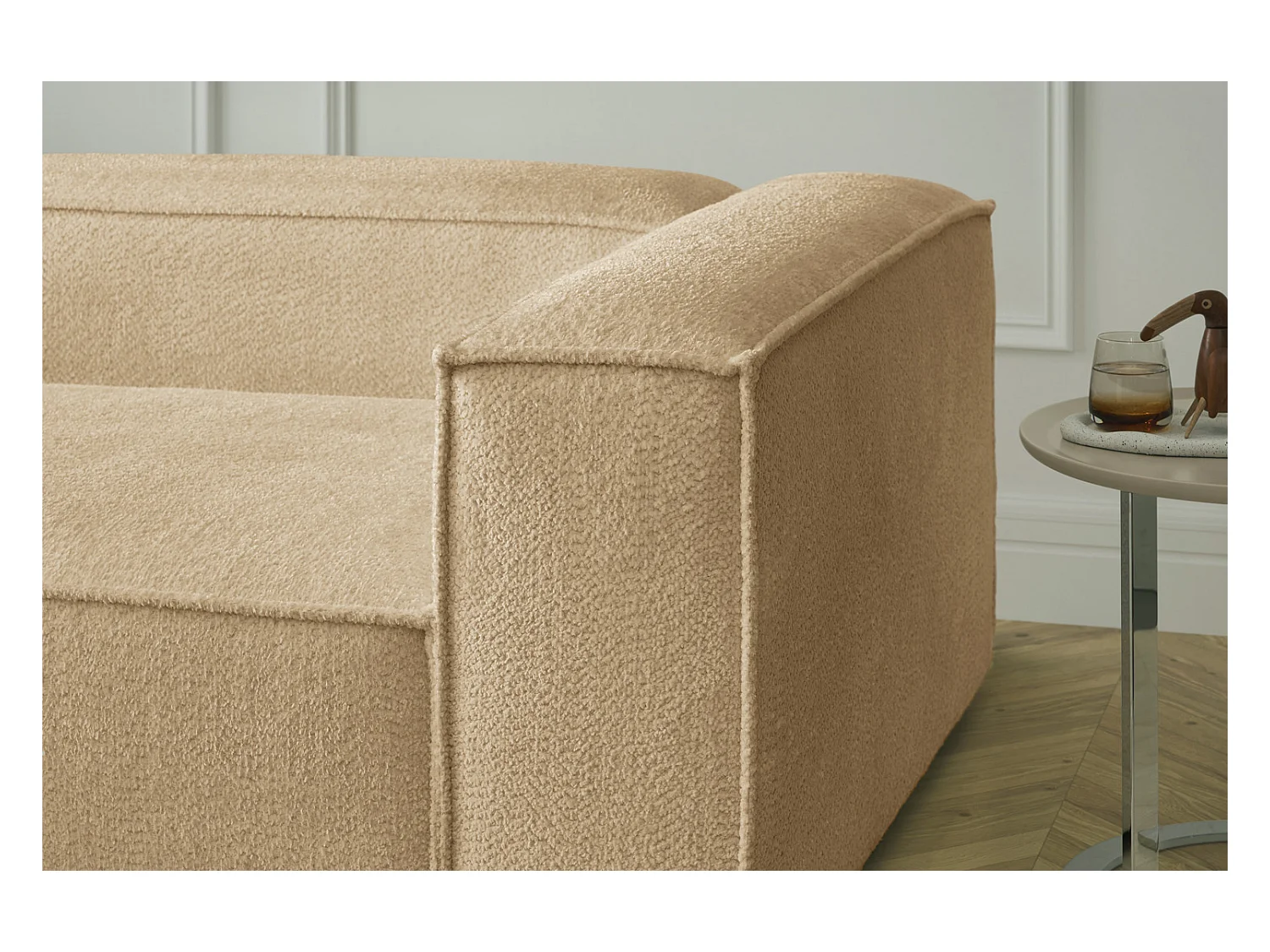 Canapé d'angle - marron tissage plat - CARMO