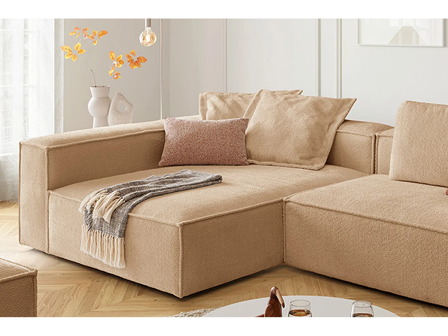 Ecksofa - Braun Flachgewebe - CARMO
