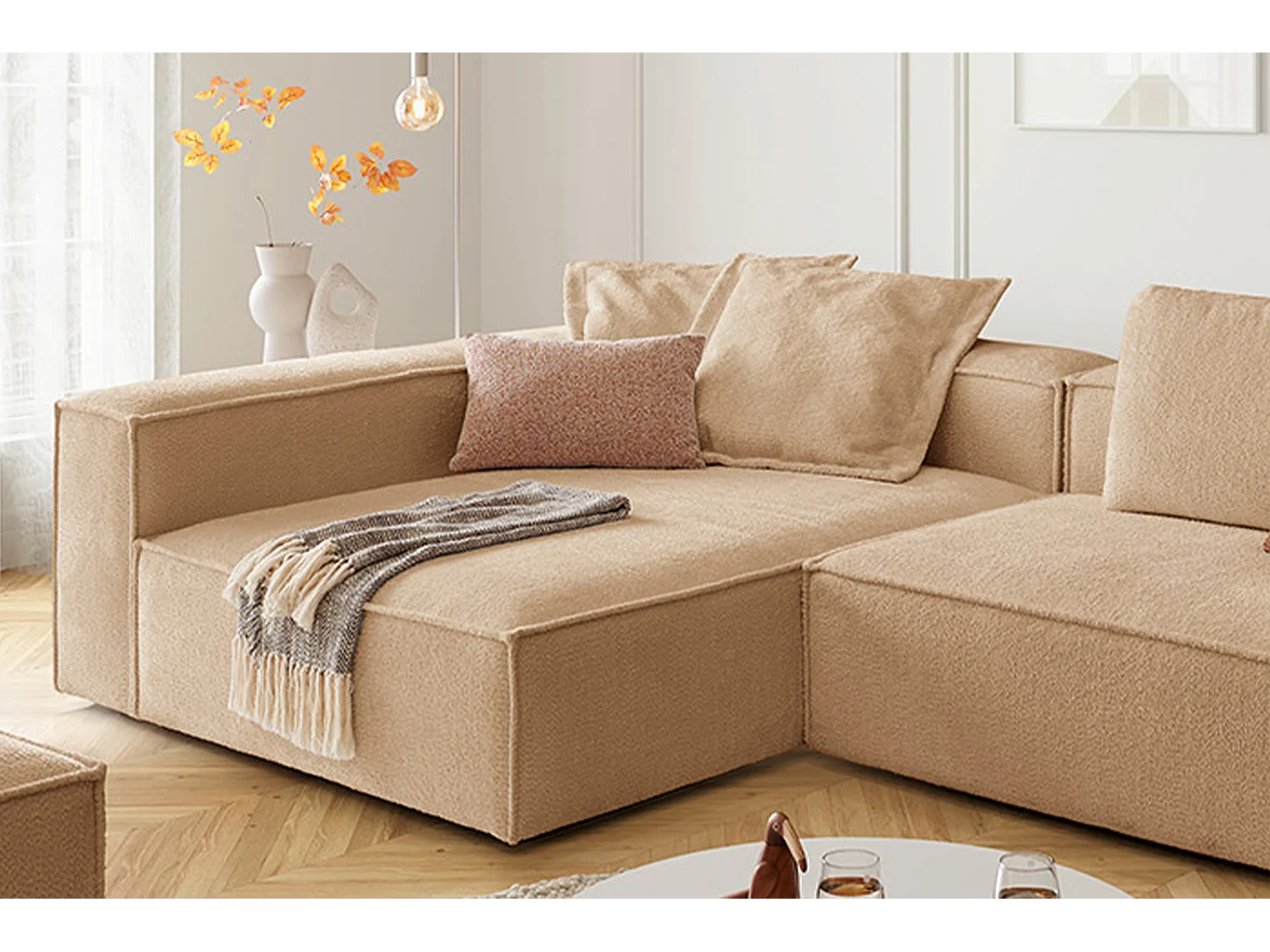Ecksofa - Braun Flachgewebe - CARMO