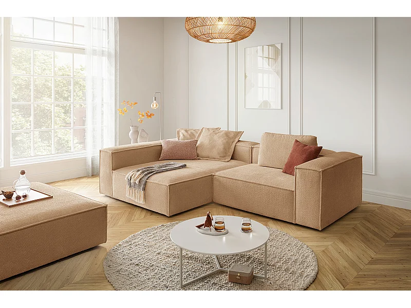 Ecksofa - Braun Flachgewebe - CARMO