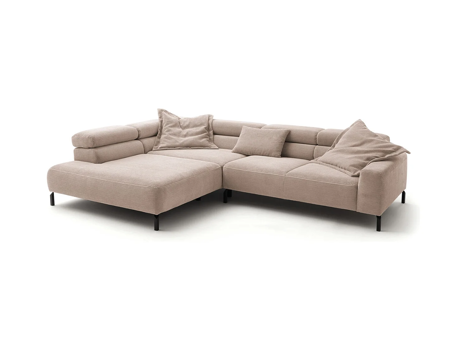 Canapé d'angle - taupe Velours côtelé - DELIA