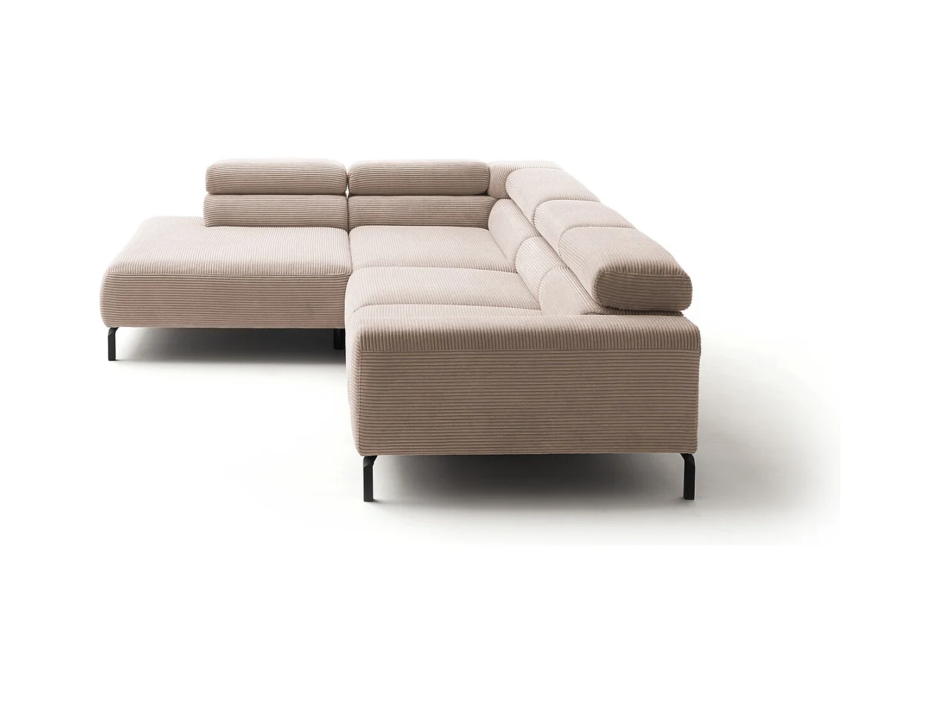 Canapé d'angle - taupe Velours côtelé - DELIA