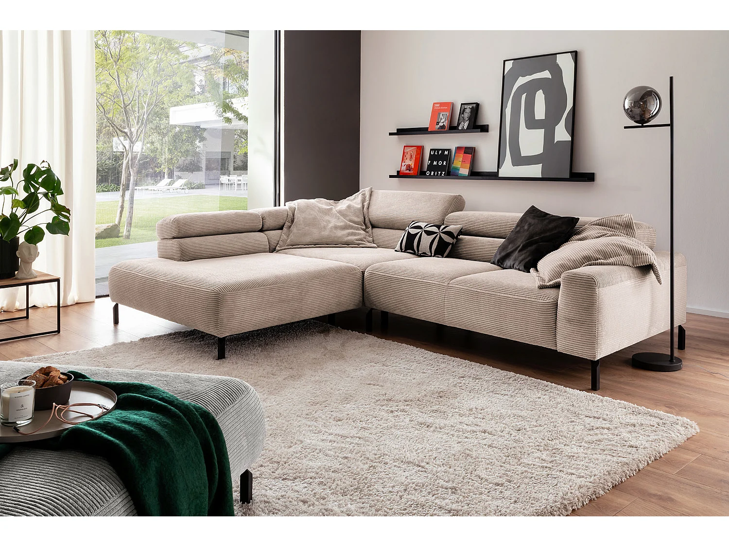 Ecksofa - Taupe Cord - DELIA