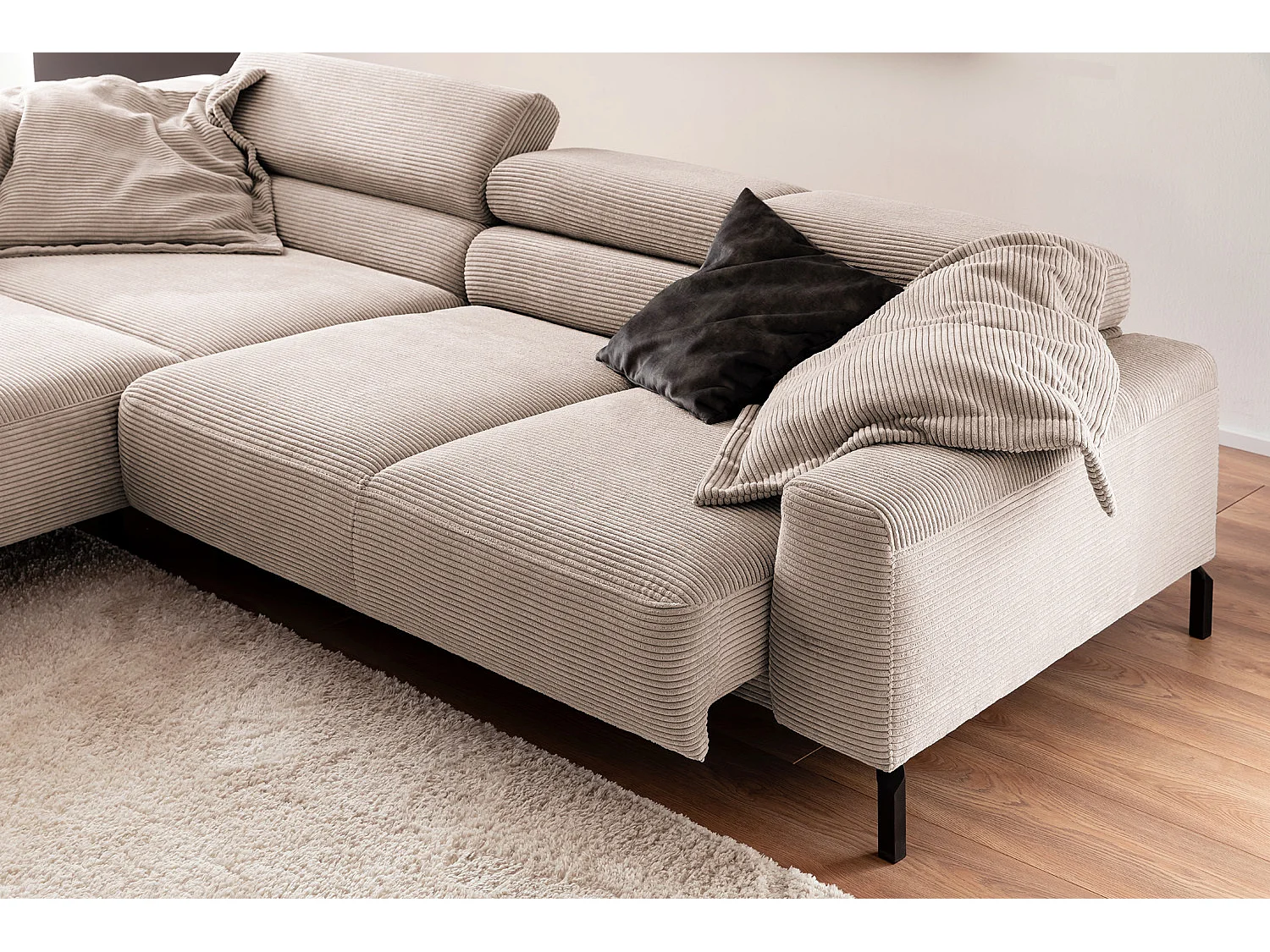 Ecksofa - Taupe Cord - DELIA