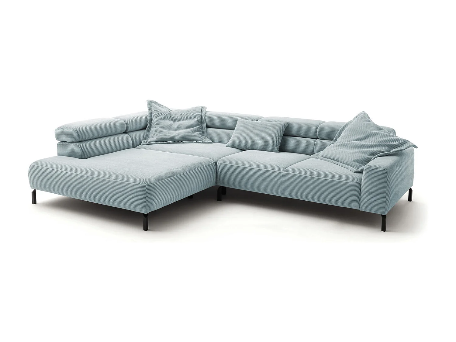 Ecksofa - Hellblau Cord - DELIA