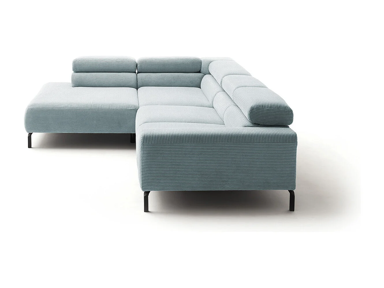 Ecksofa - Hellblau Cord - DELIA