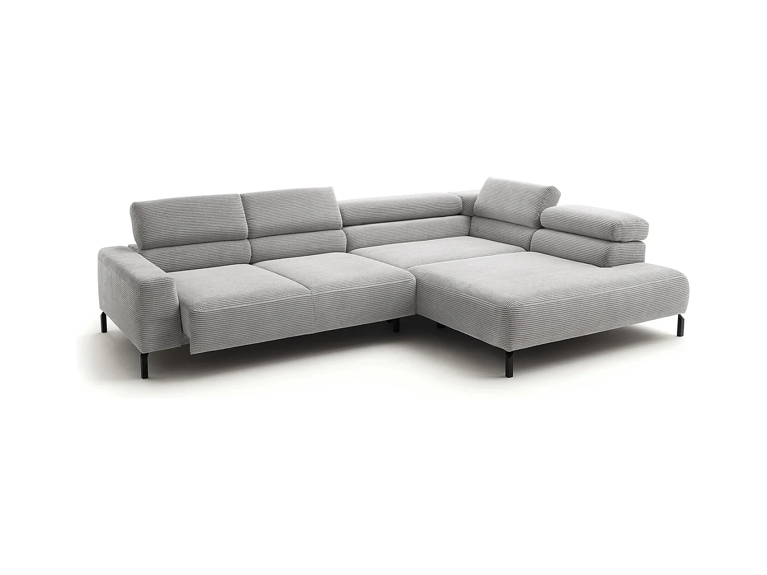 Canapé d'angle - gris clair Velours côtelé - DELIA