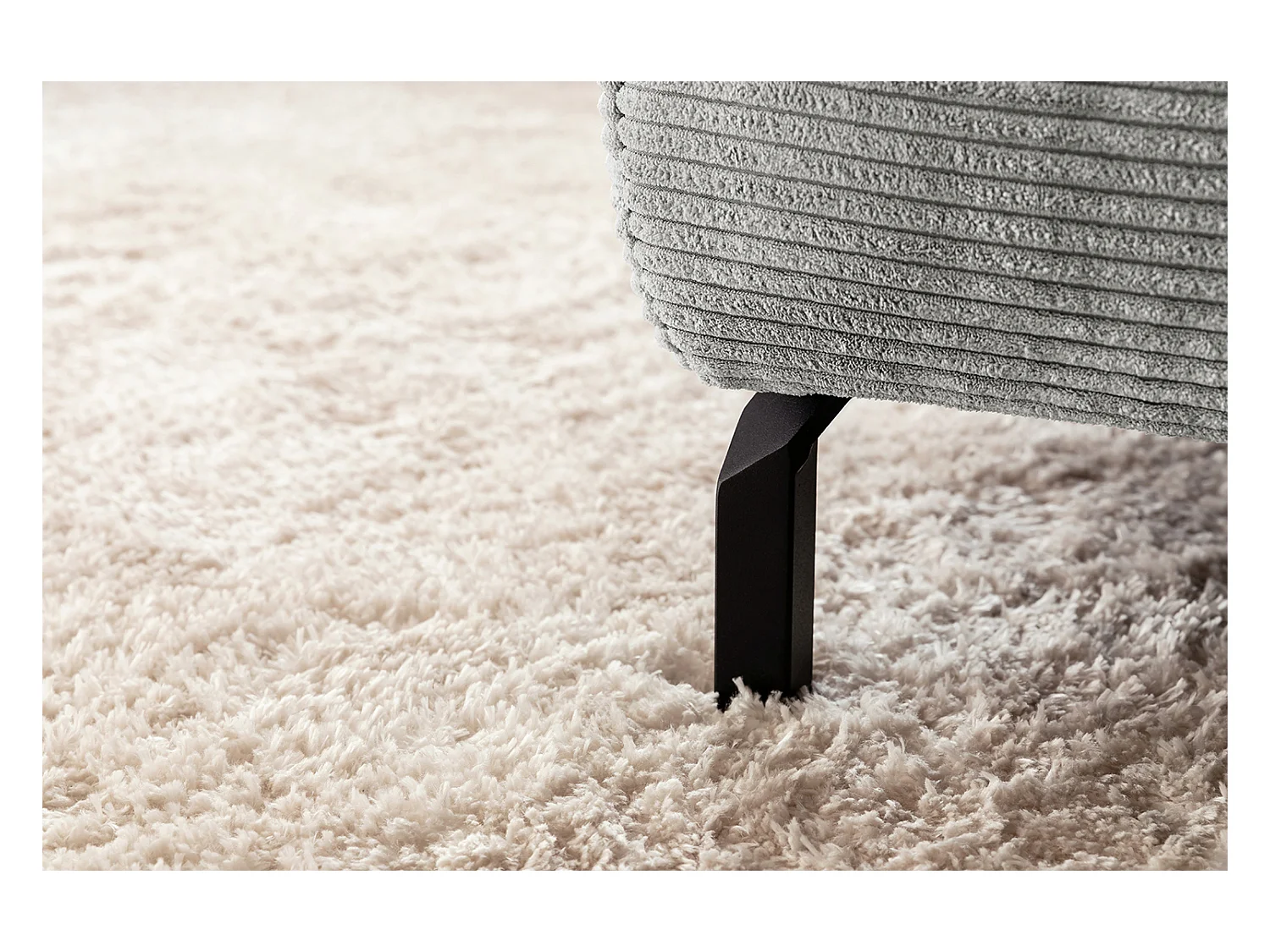 Canapé d'angle - gris clair Velours côtelé - DELIA