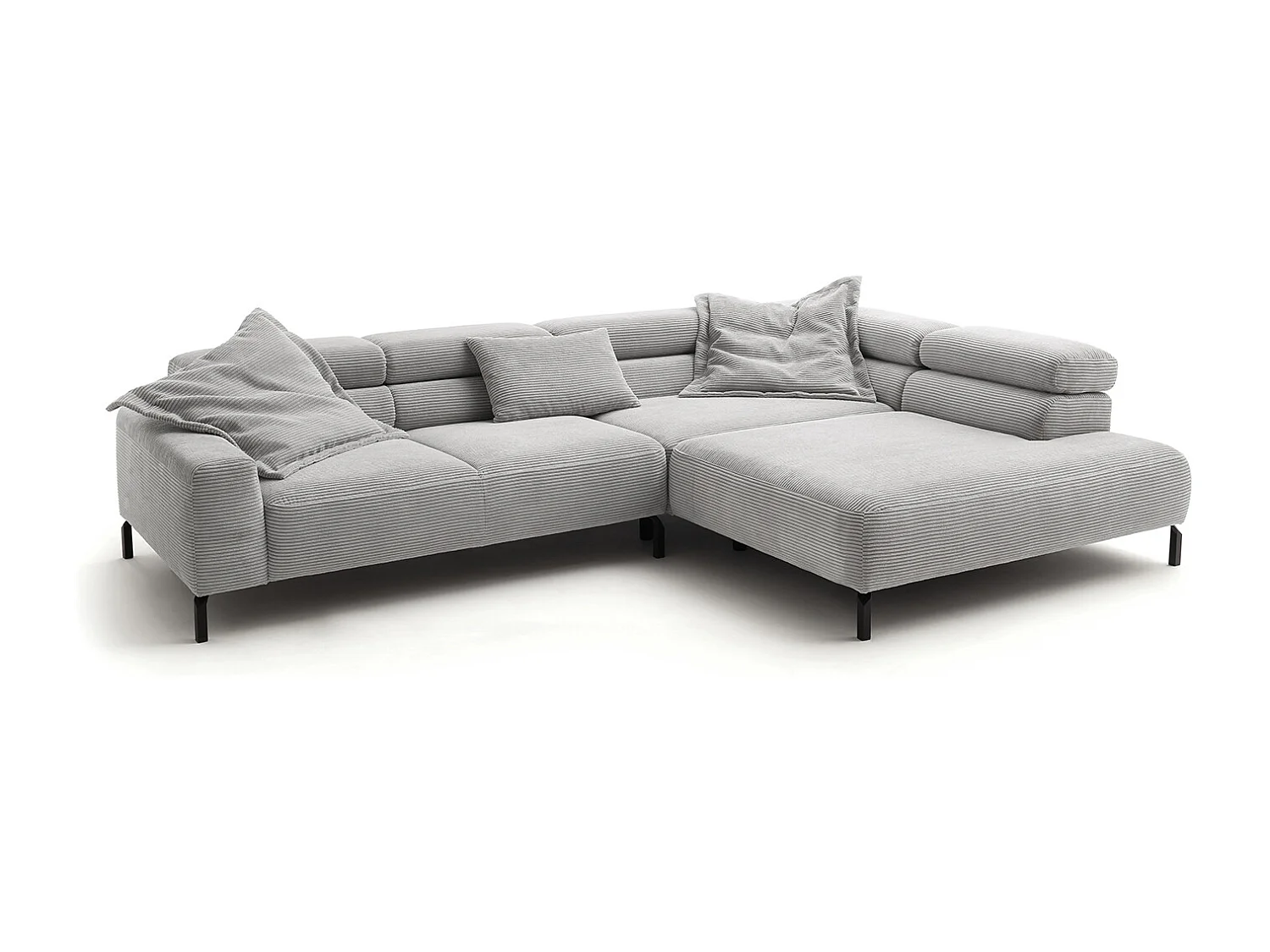 Ecksofa - Hellgrau Cord - DELIA