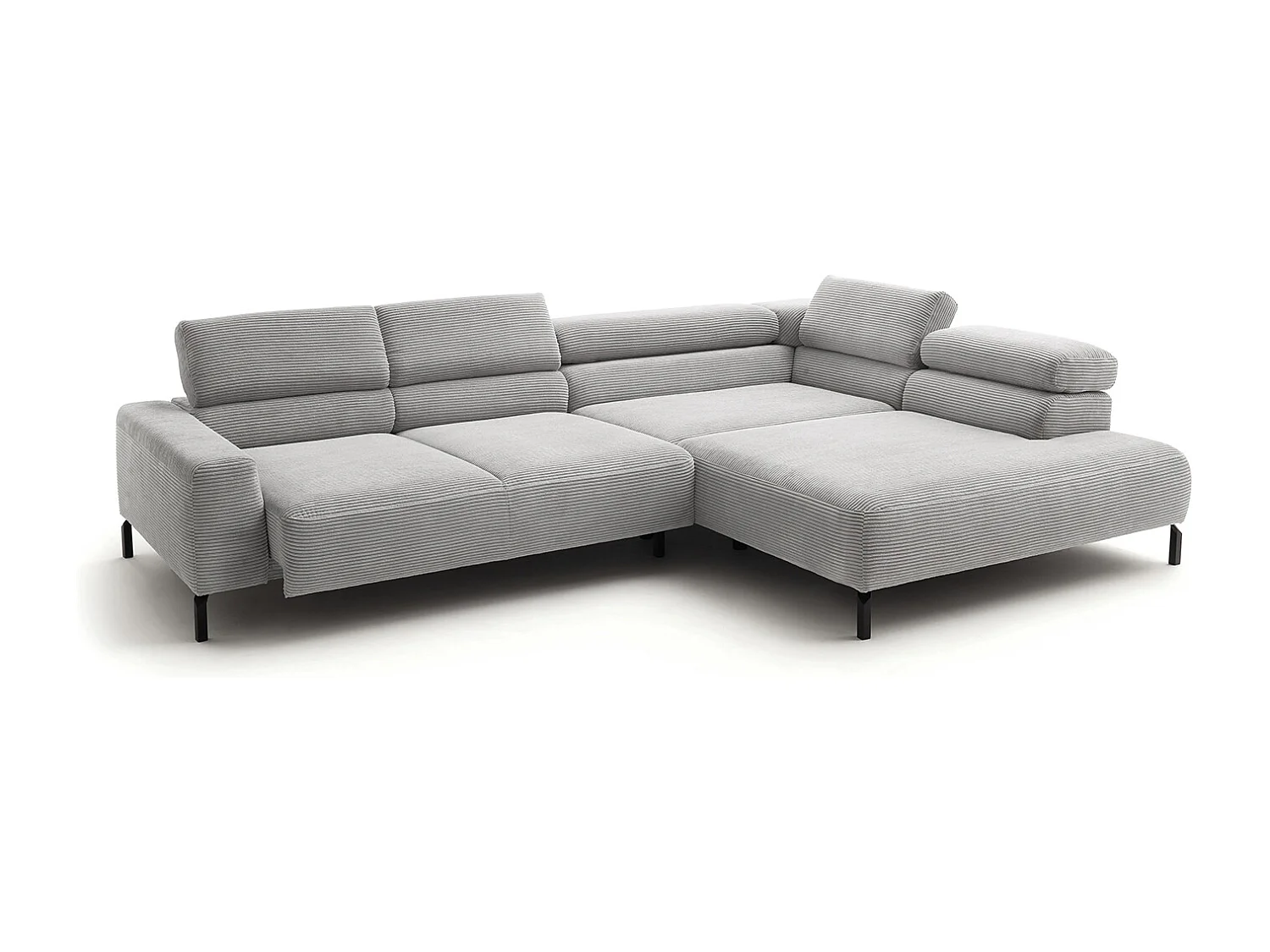Ecksofa - Hellgrau Cord - DELIA