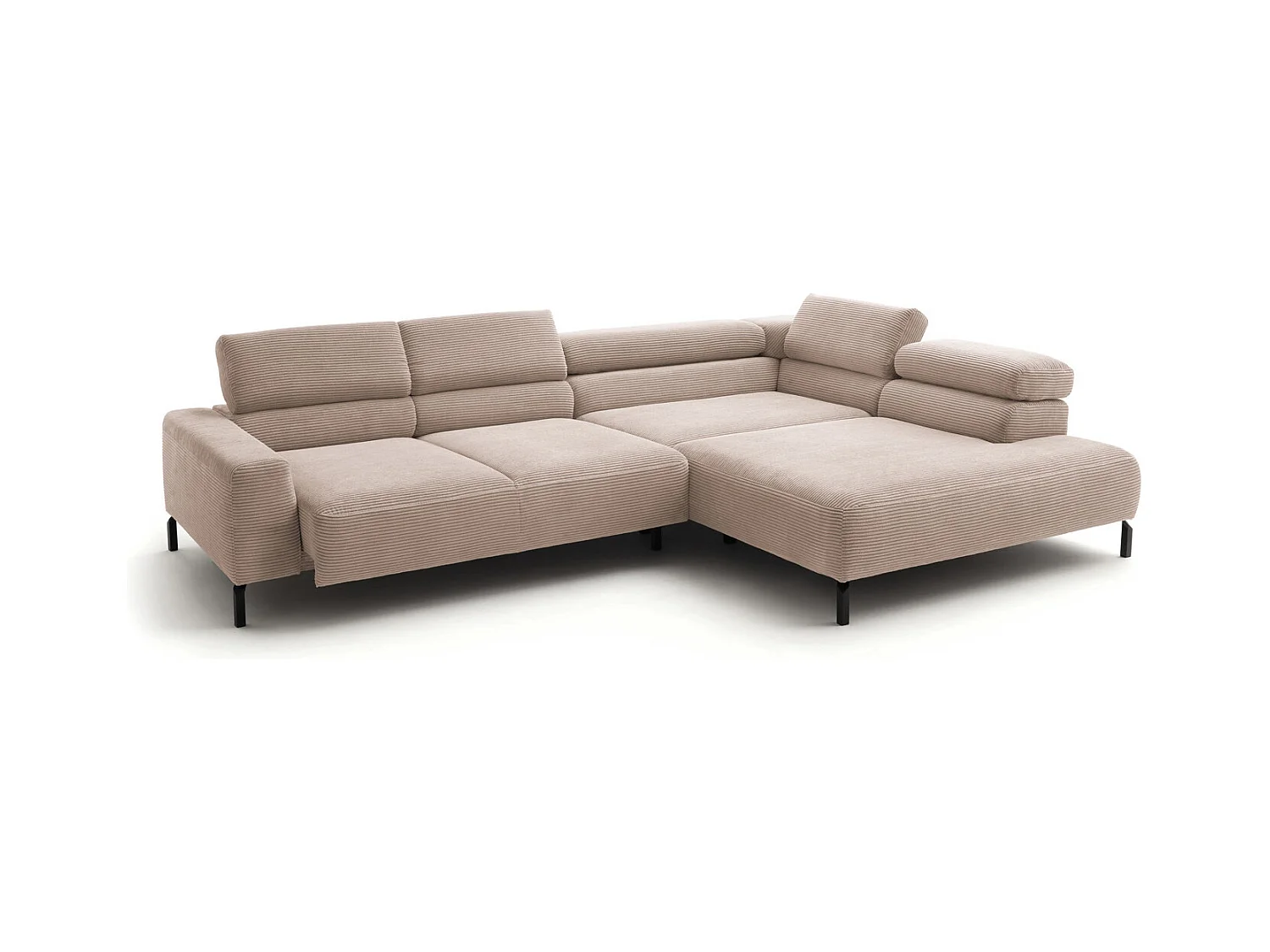 Canapé d'angle - taupe Velours côtelé - DELIA