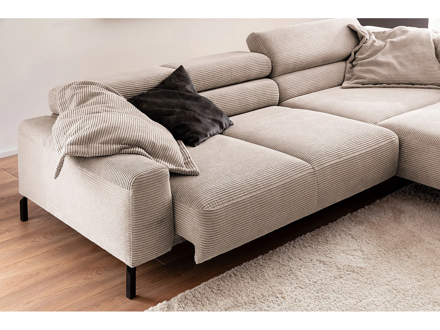 Ecksofa - Taupe Cord - DELIA
