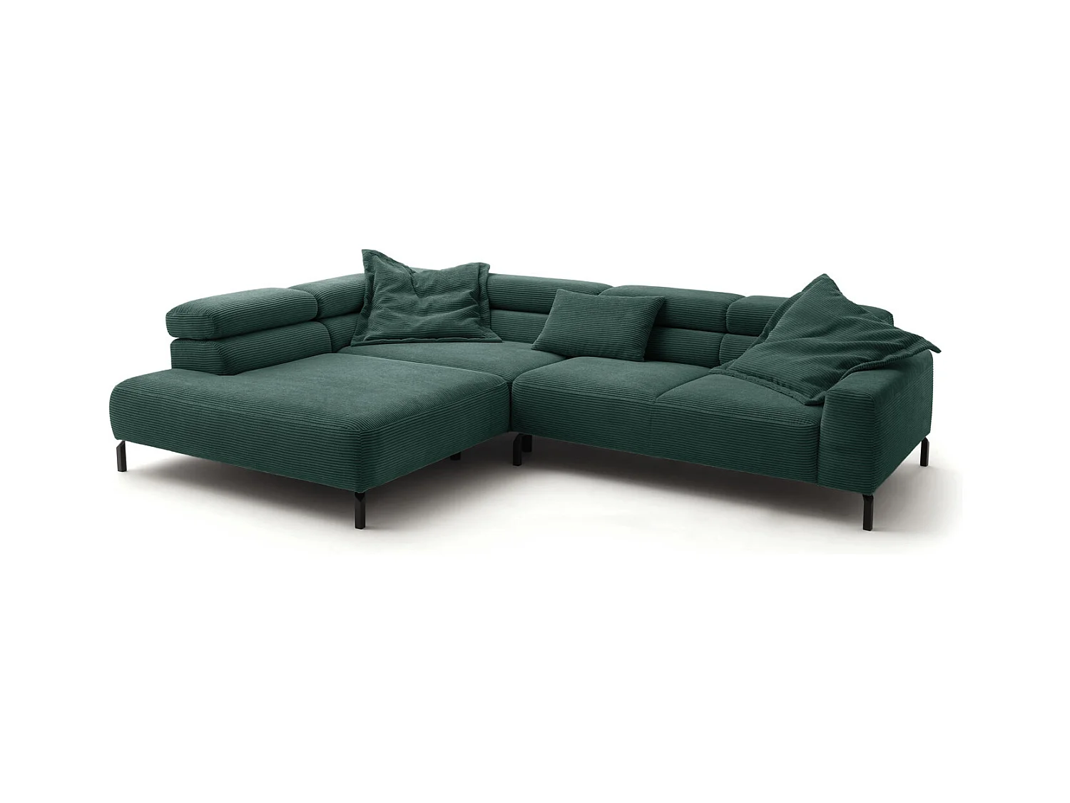 Canapé d'angle - vert émeraude Velours côtelé - DELIA