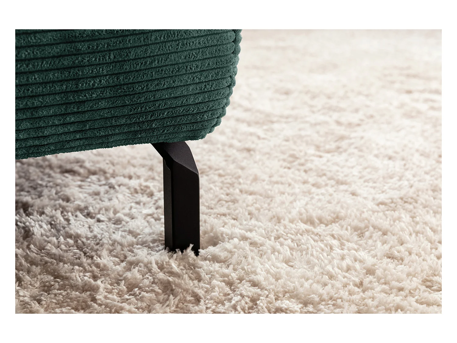 Canapé d'angle - vert émeraude Velours côtelé - DELIA