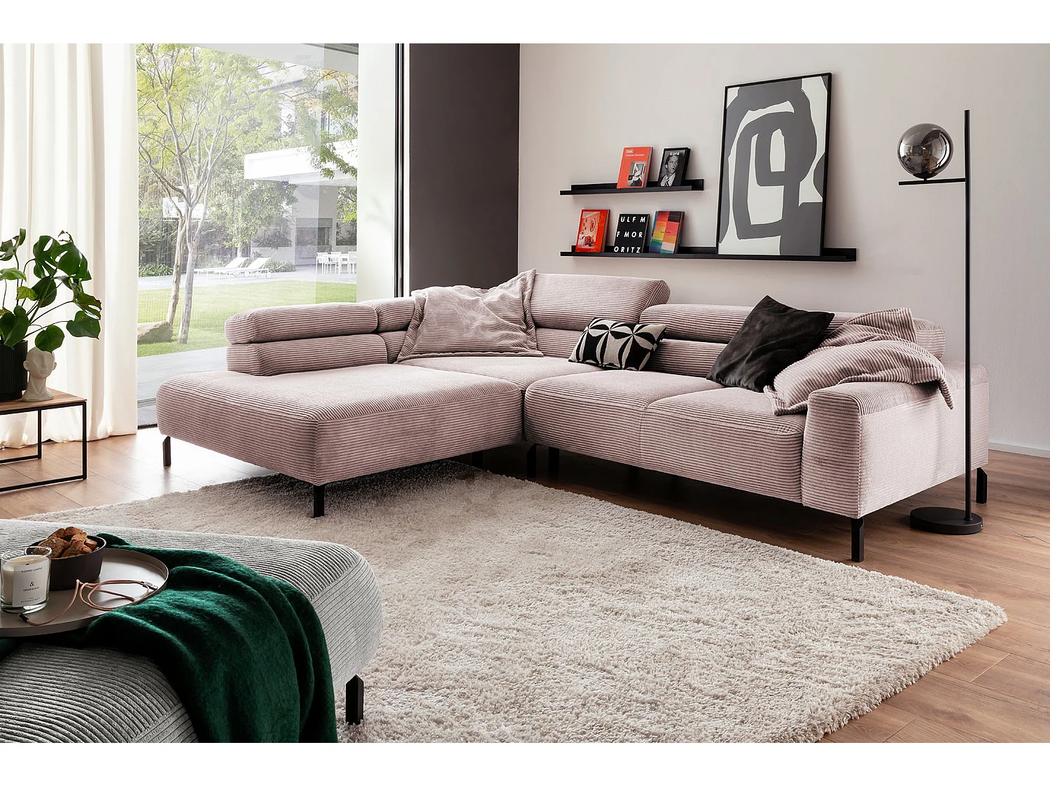Ecksofa - Pink Cord - DELIA