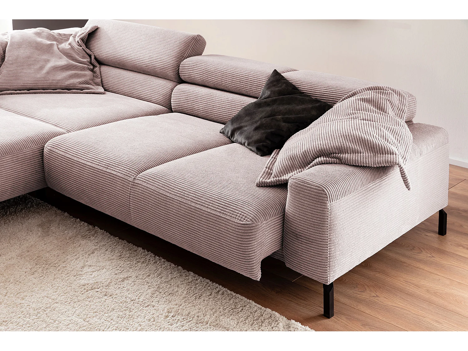 Ecksofa - Pink Cord - DELIA