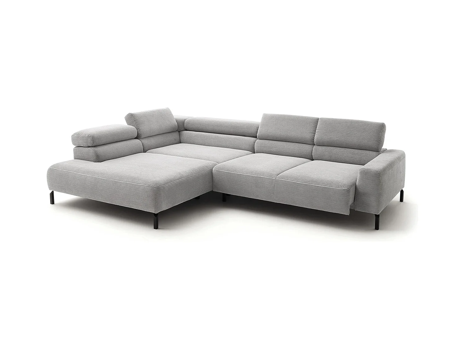 Canapé d'angle - gris clair Velours côtelé - DELIA