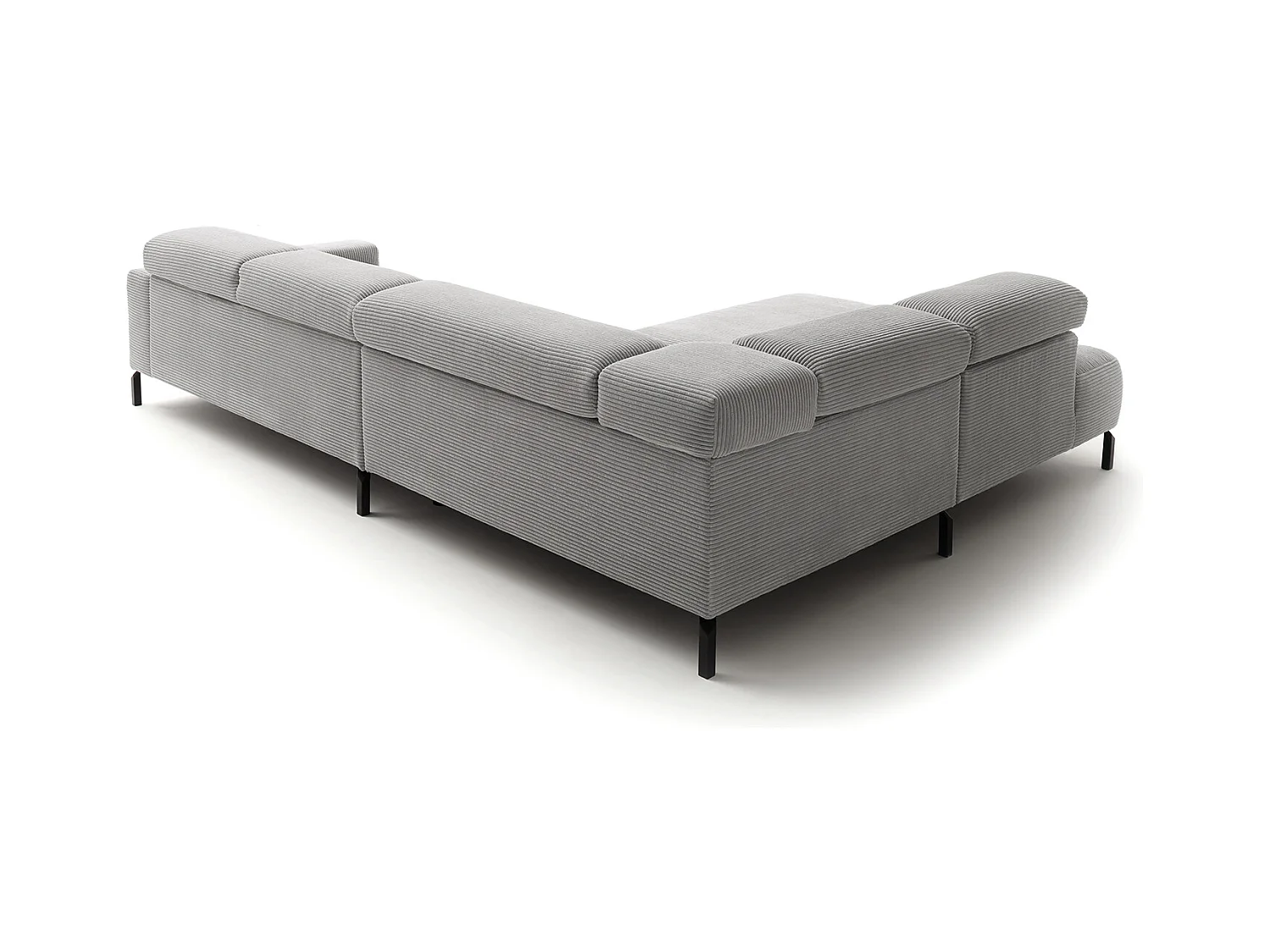 Canapé d'angle - gris clair Velours côtelé - DELIA