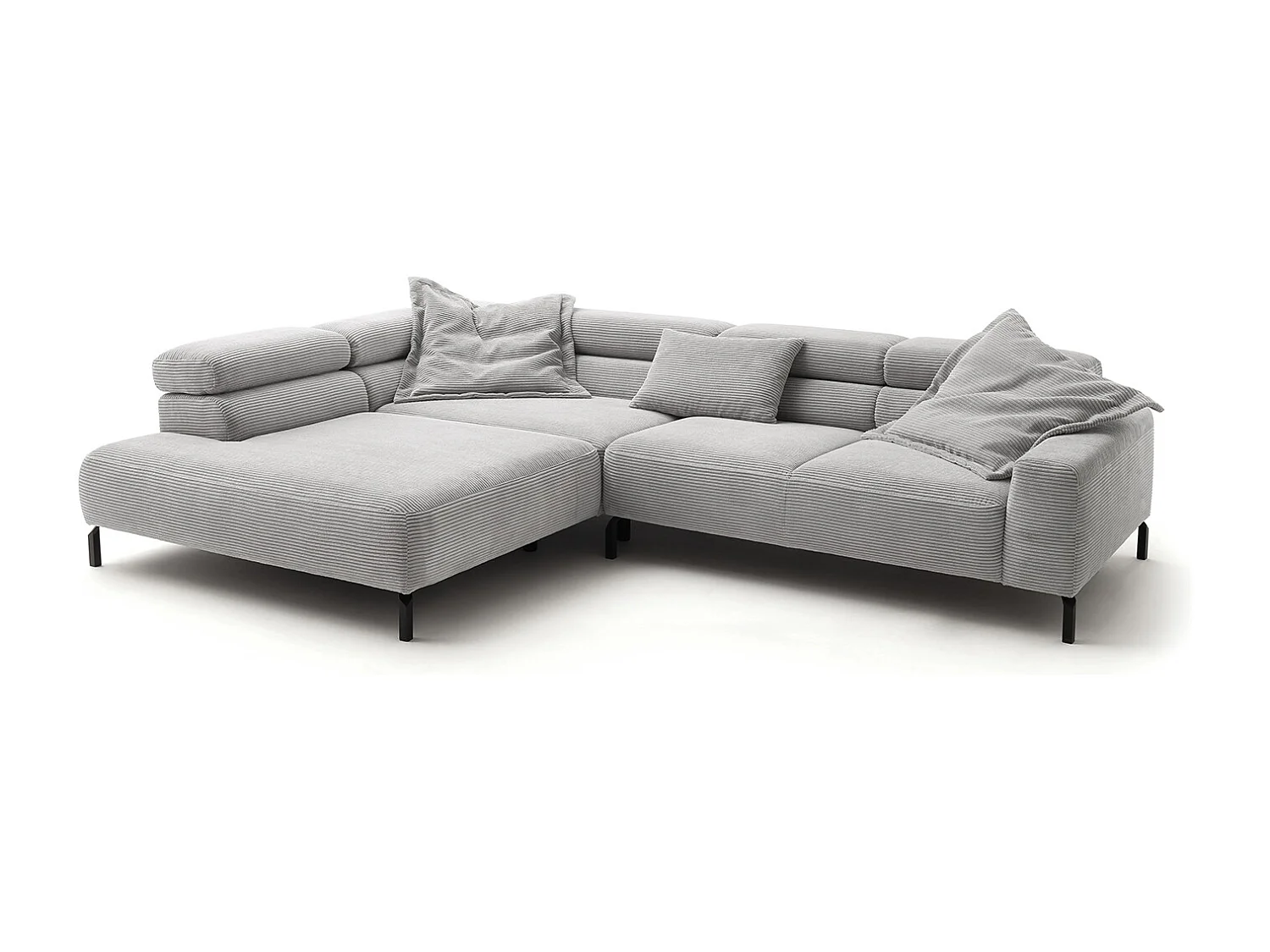 Ecksofa - Hellgrau Cord - DELIA