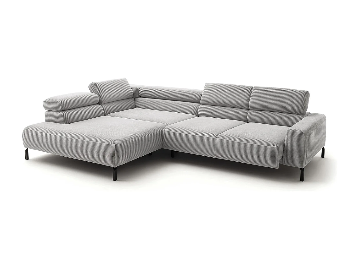 Ecksofa - Hellgrau Cord - DELIA