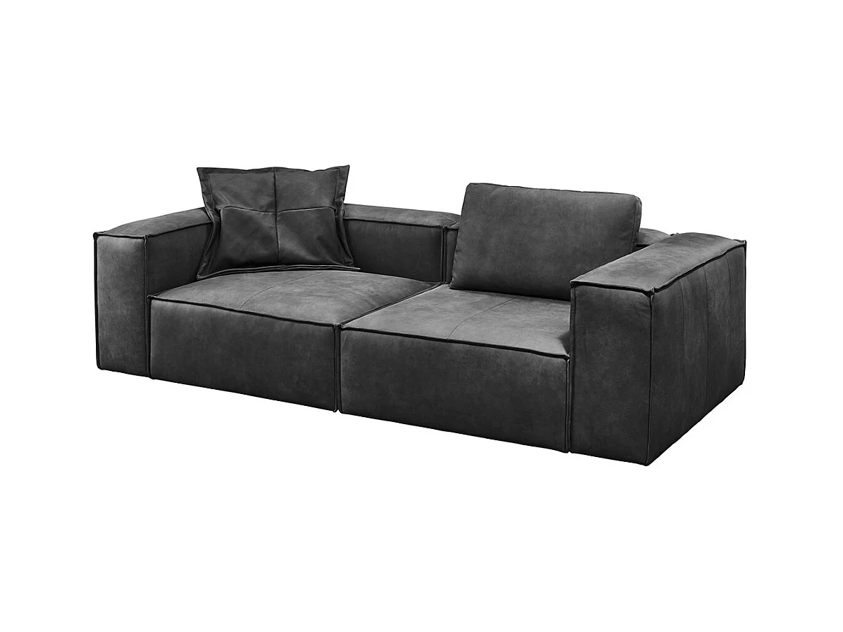 Canapé - anthracite cuir - CARMO