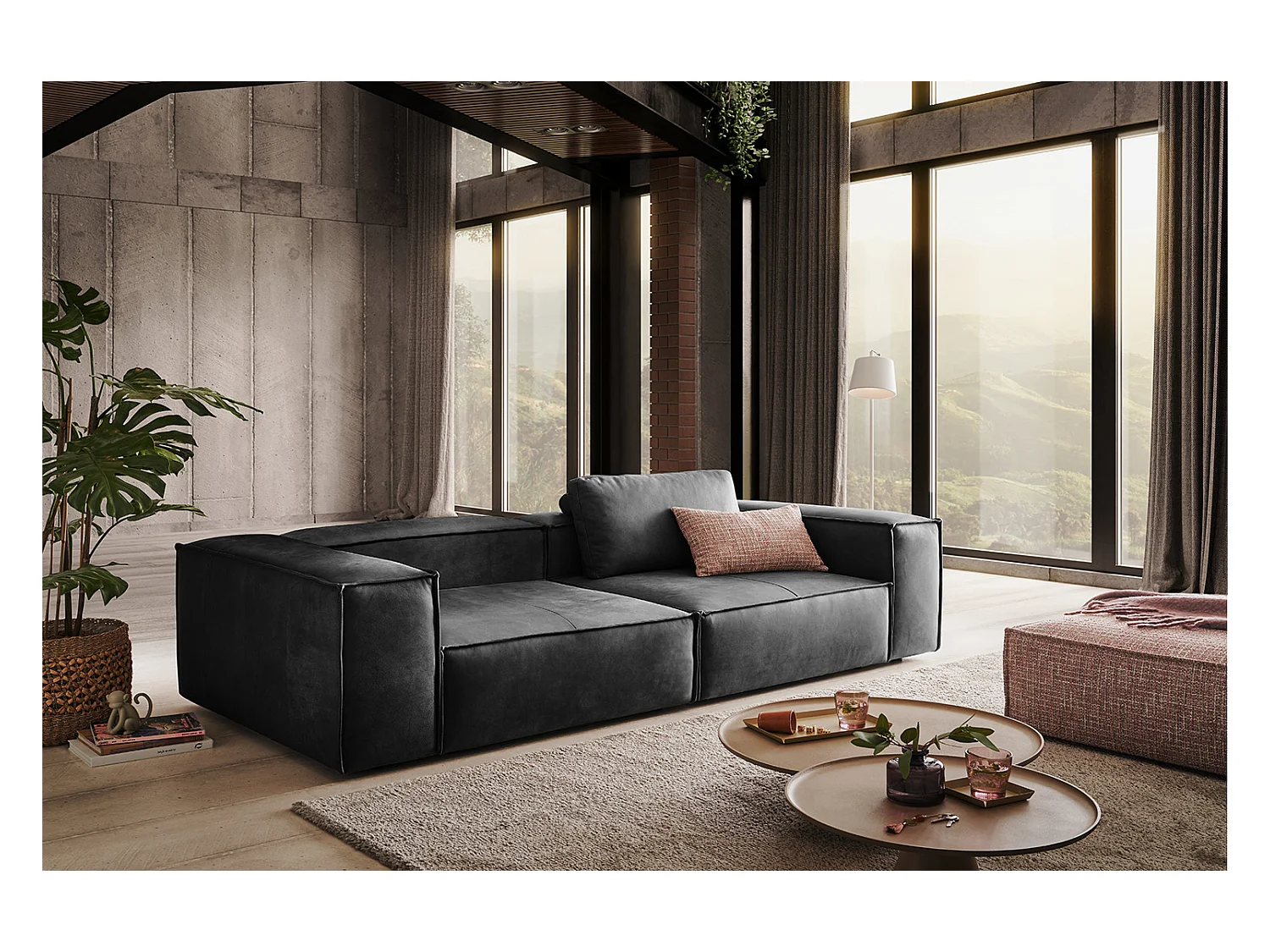 Sofa - Anthrazit Leder - CARMO