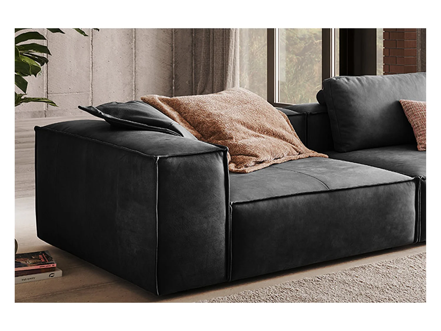 Sofa - Anthrazit Leder - CARMO