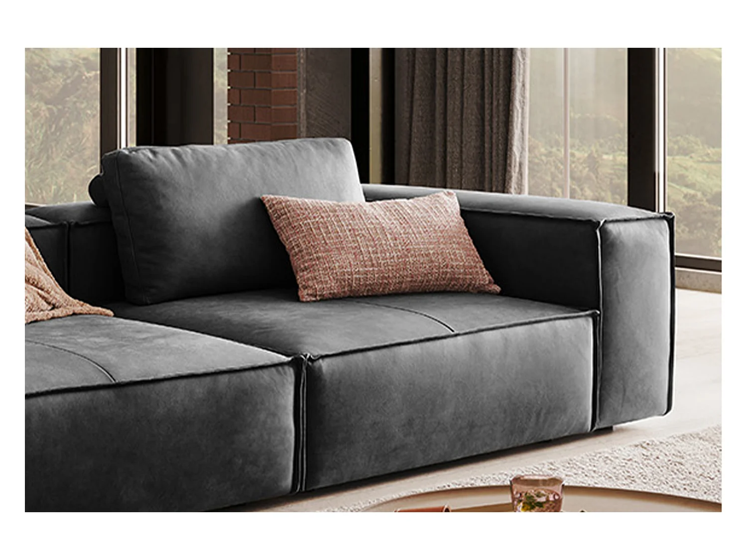 Sofa - Anthrazit Leder - CARMO