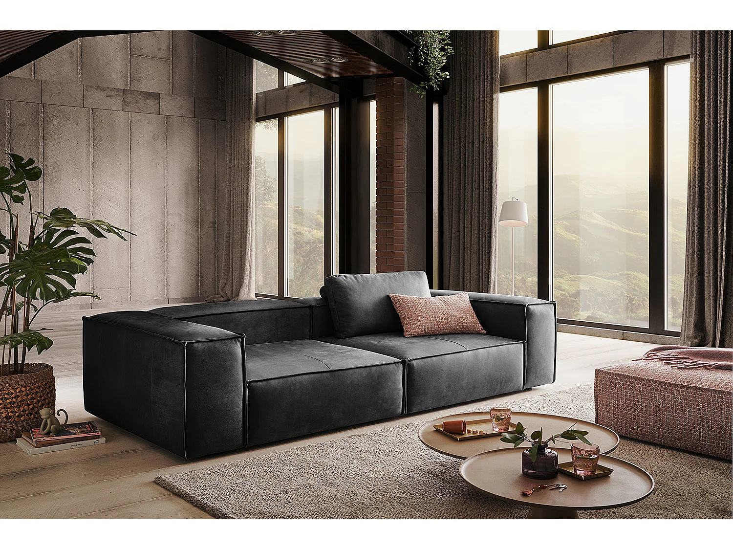 Sofa - Anthrazit Leder - CARMO