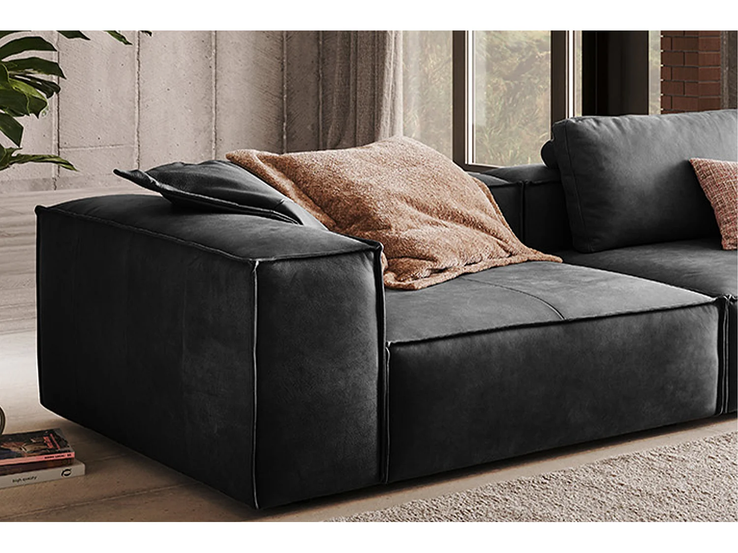 Sofa - Anthrazit Leder - CARMO