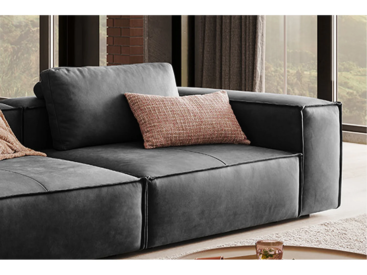 Sofa - Anthrazit Leder - CARMO