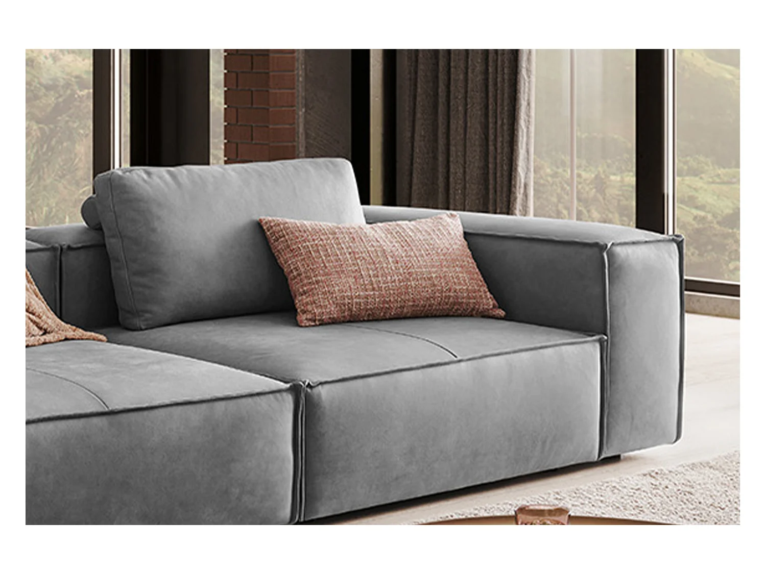 Canapé - Gris cuir - CARMO