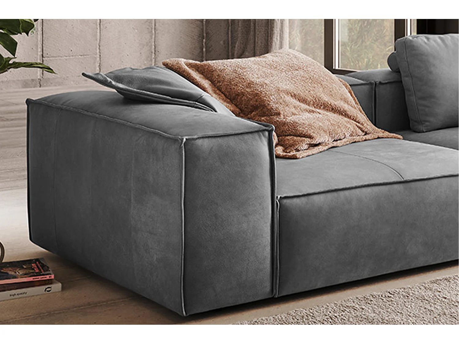 Canapé - Gris cuir - CARMO