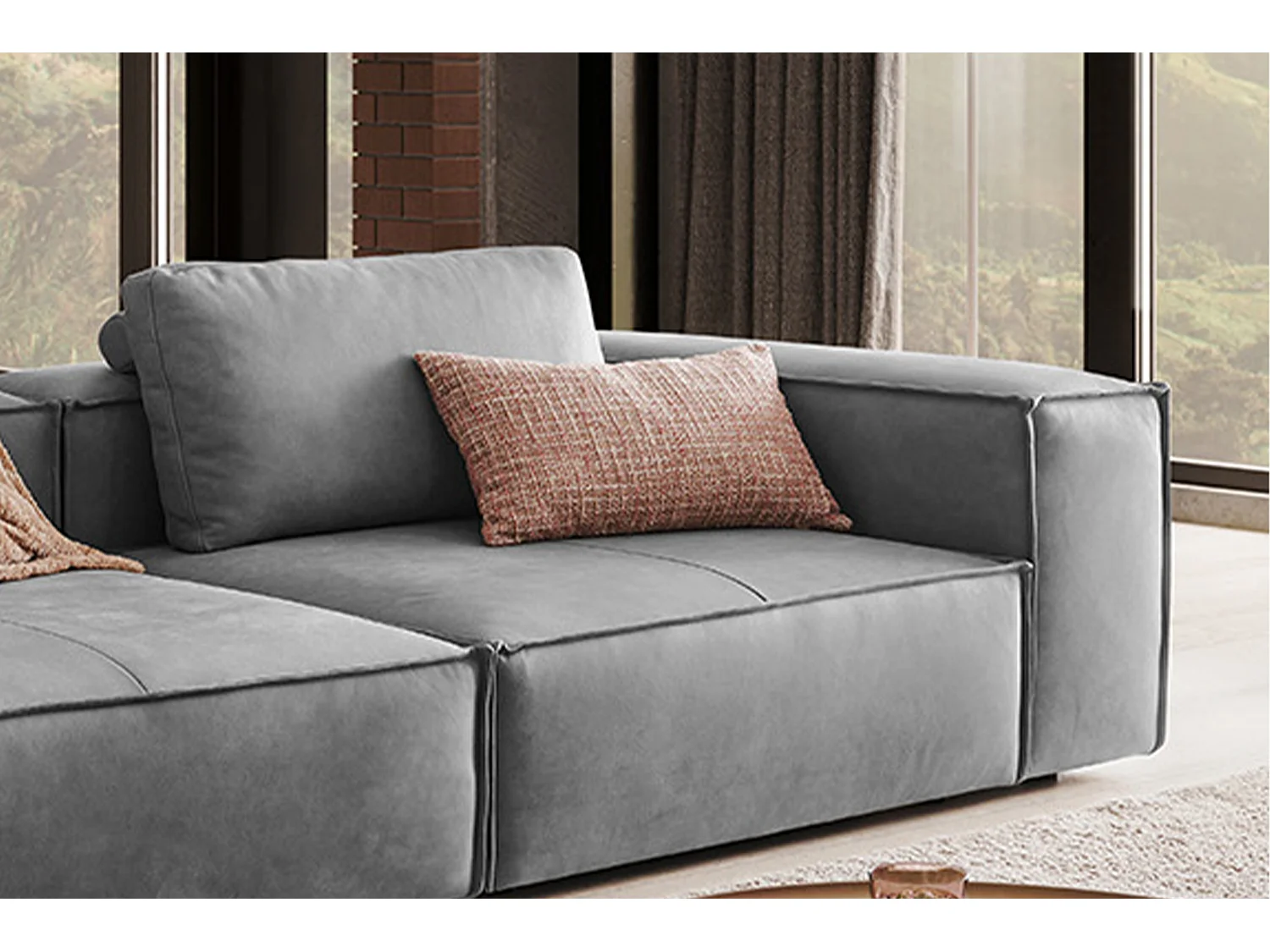 Canapé - Gris cuir - CARMO