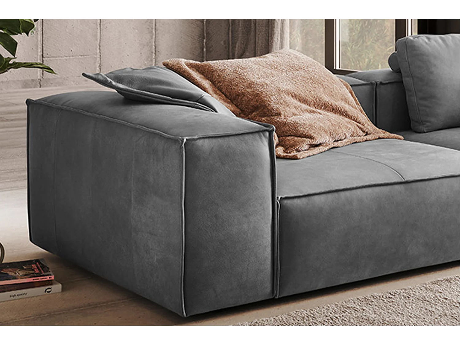 Canapé - Gris cuir - CARMO