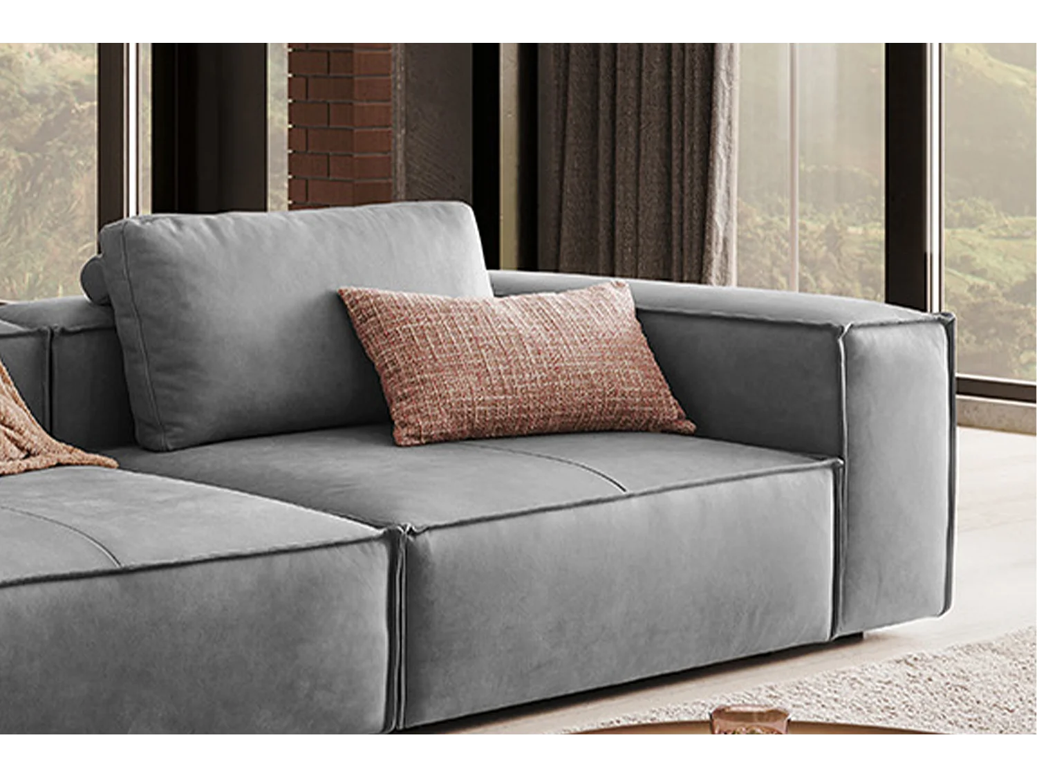 Canapé - Gris cuir - CARMO