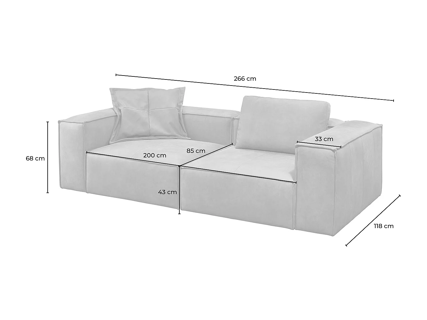 Sofa - Grau Leder - CARMO