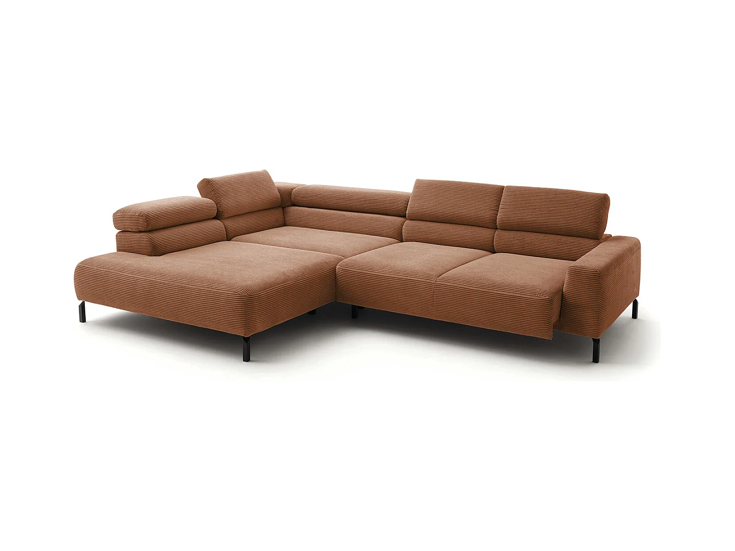 Canapé d'angle - marron Velours côtelé - DELIA