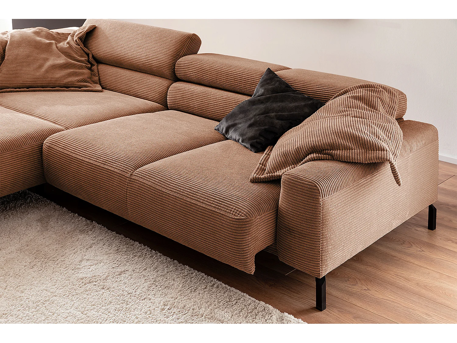 Ecksofa - Braun Cord - DELIA