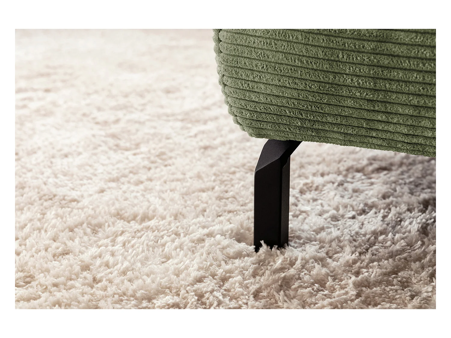 Canapé d'angle - Vert Velours côtelé - DELIA