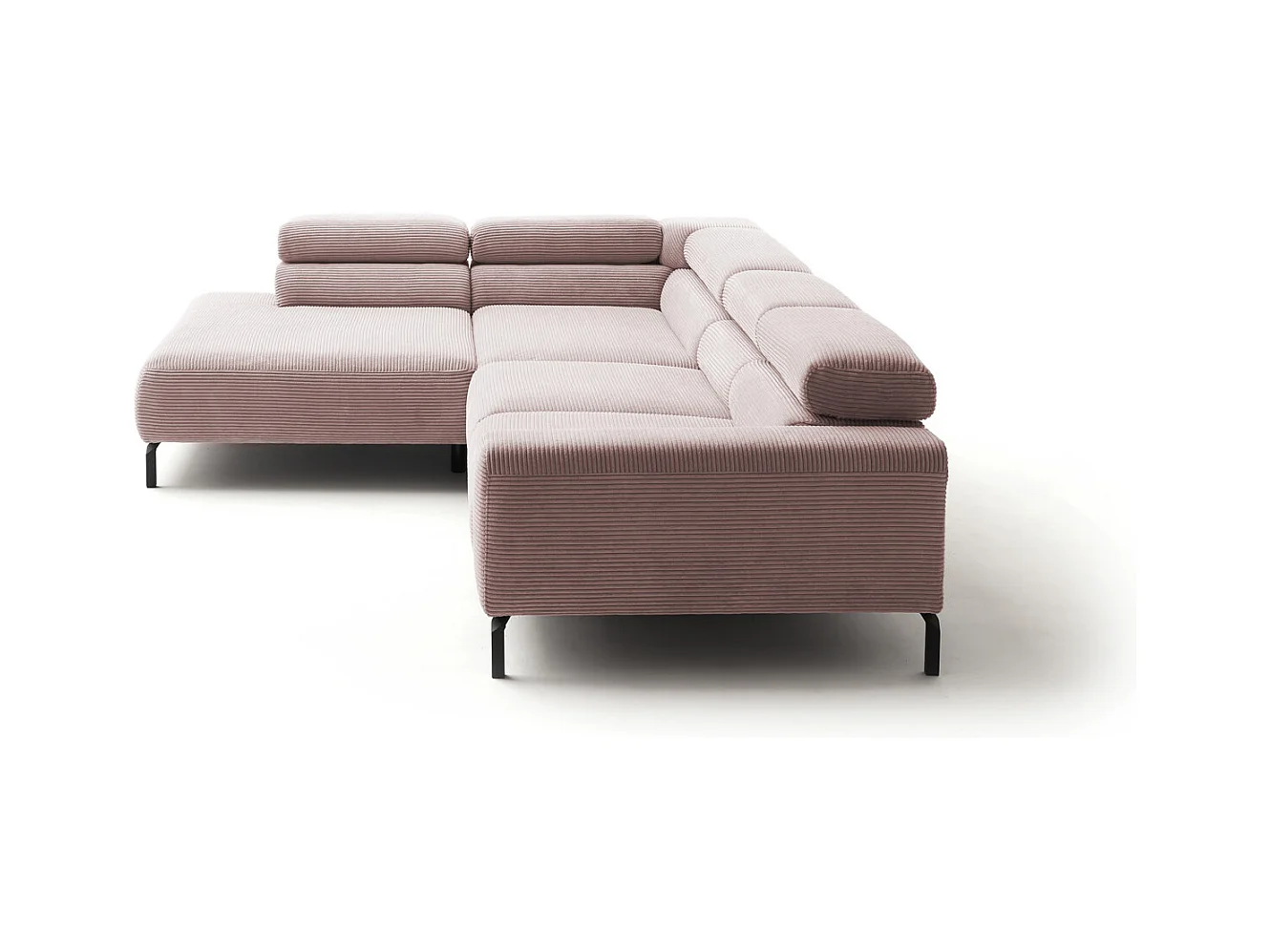 Canapé d'angle - Rose Velours côtelé - DELIA