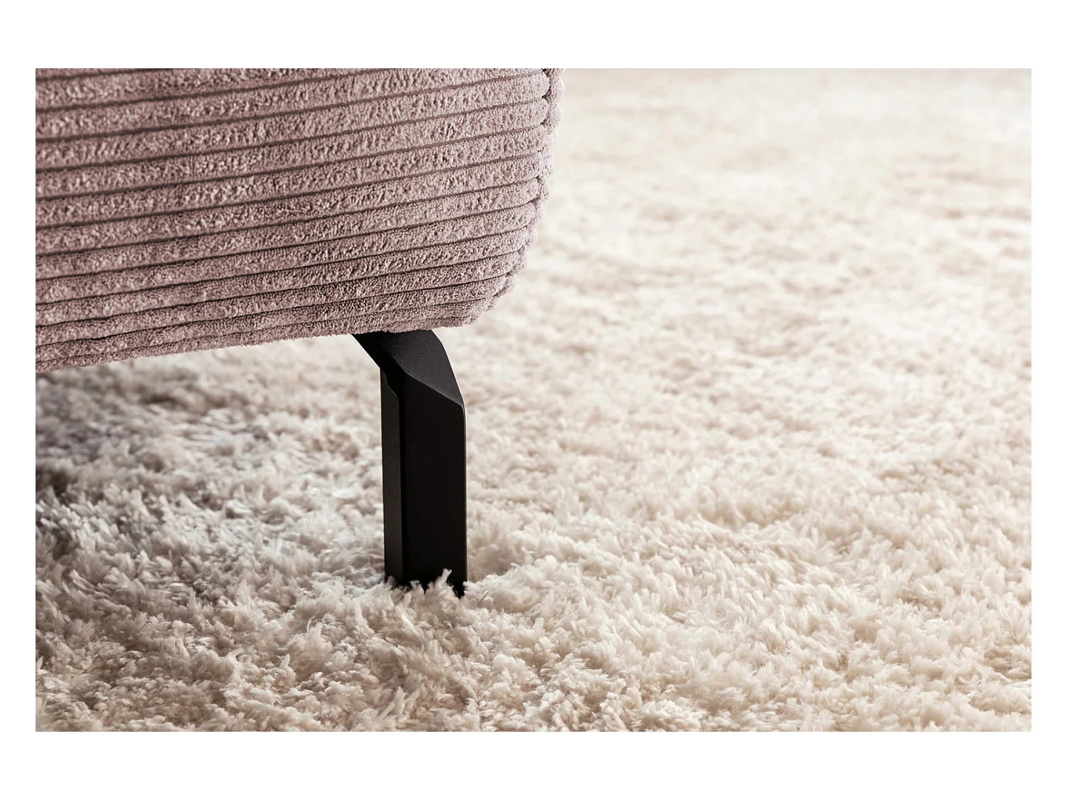 Canapé d'angle - Rose Velours côtelé - DELIA