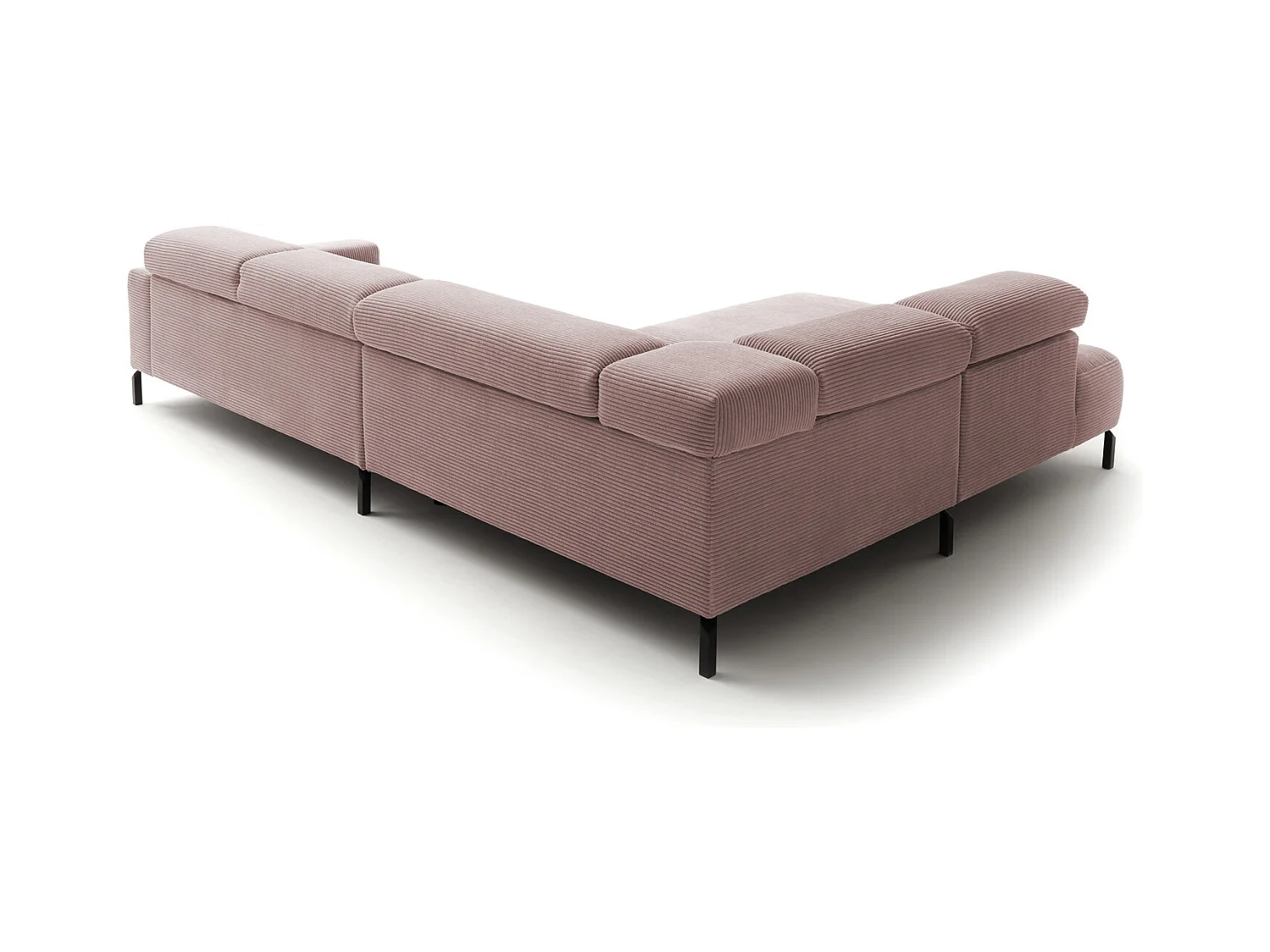 Canapé d'angle - Rose Velours côtelé - DELIA